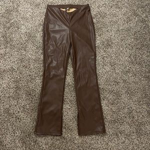 H&M brown flare pleather pants